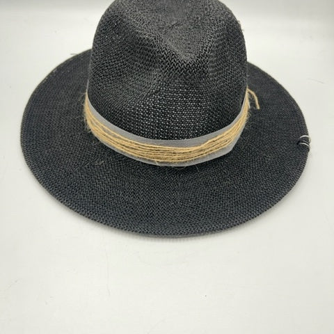 Unisex black straw beach hat