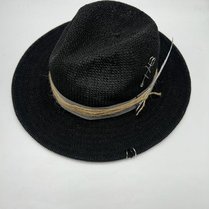 Unisex black straw beach hat