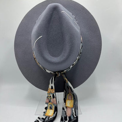 Grey fedora with gold details