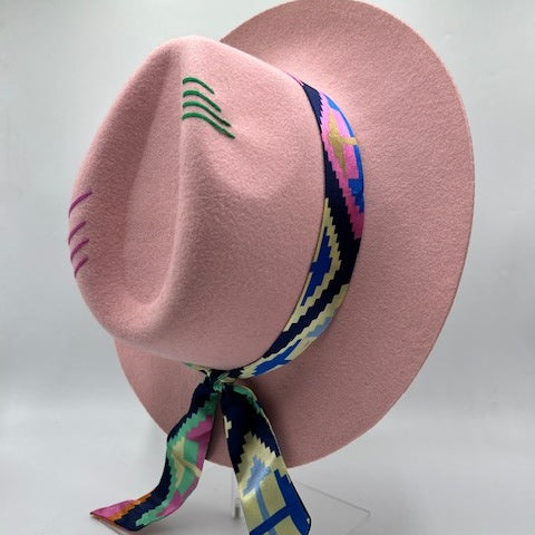 100% wool pink fedora