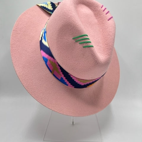 100% wool pink fedora