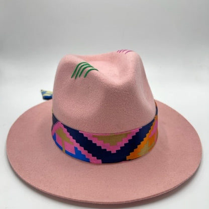 100% wool pink fedora