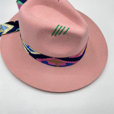 100% wool pink fedora