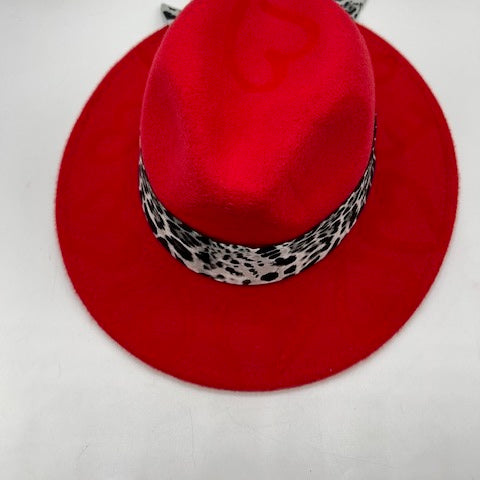 Red fedora with hearts