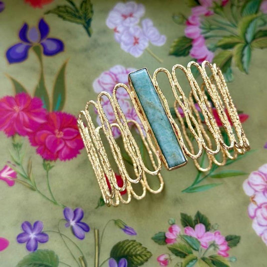 Green Turquoise Gold Plated Fashion Cuff Bracelet