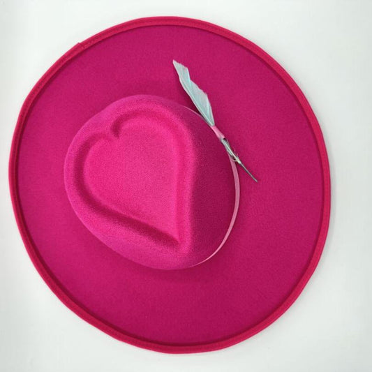 Heart shaped fuchsia wide brim hat