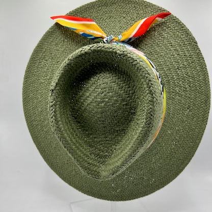 Unique pistachio natural straw fedora