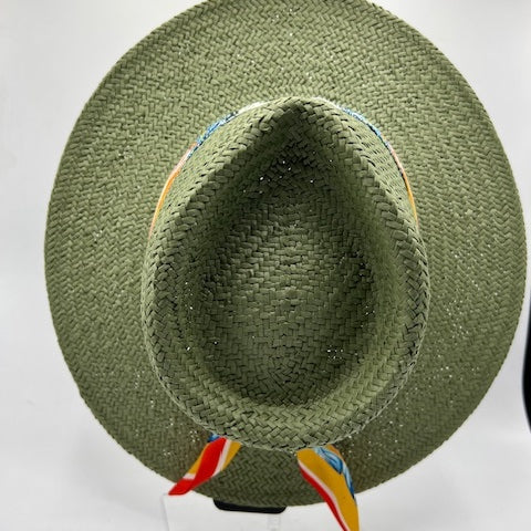 Unique pistachio natural straw fedora