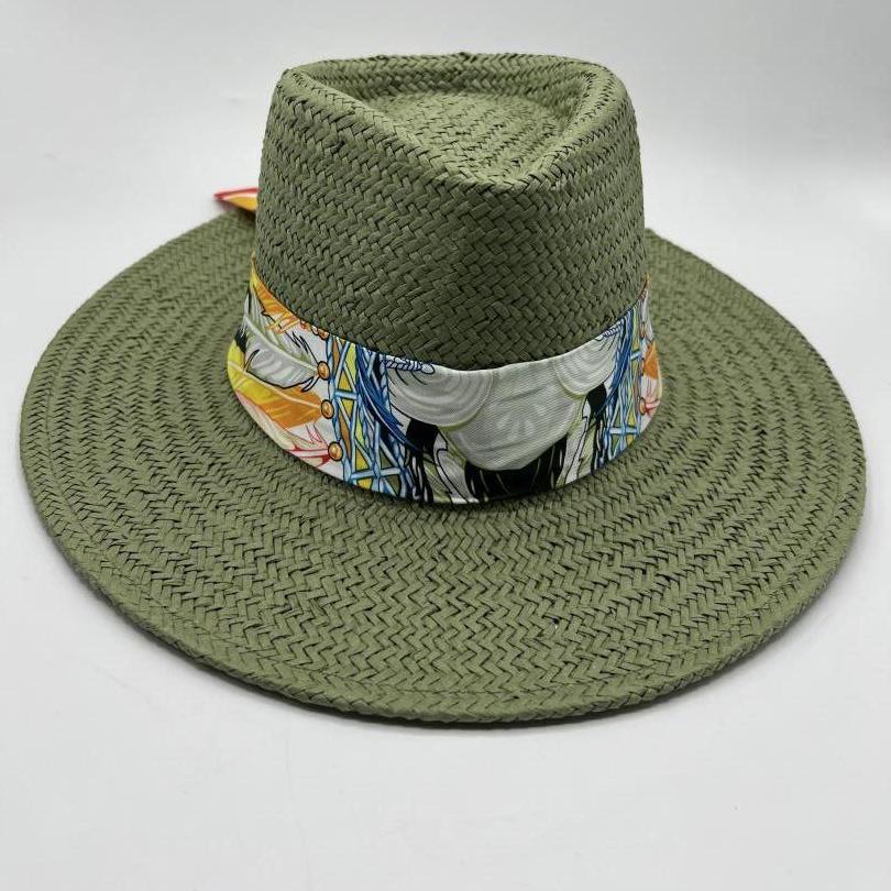 Unique pistachio natural straw fedora