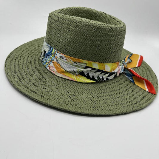 Unique pistachio natural straw fedora