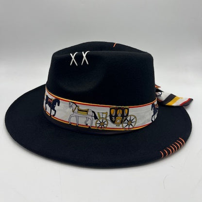 Stunning black fedora with orange details