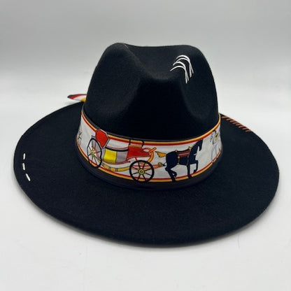 Stunning black fedora with orange details