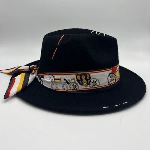 Stunning black fedora with orange details