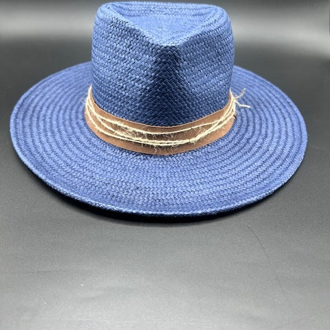 Navy blue unisex straw hat