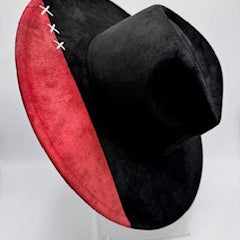 Half black half red wide brim