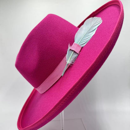 Heart shaped fuchsia wide brim hat