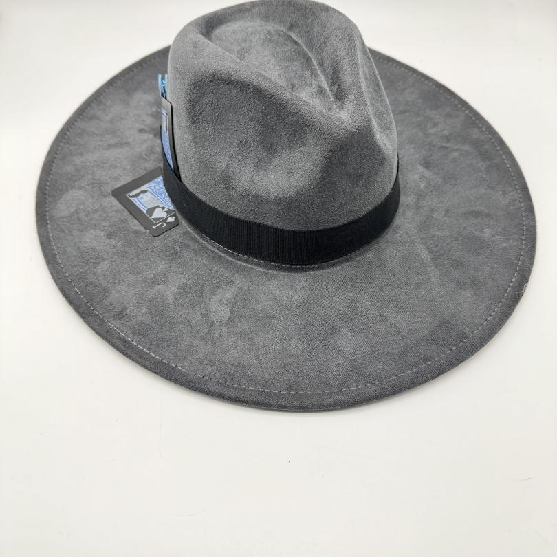 Elegant grey wide brim fedora with cards