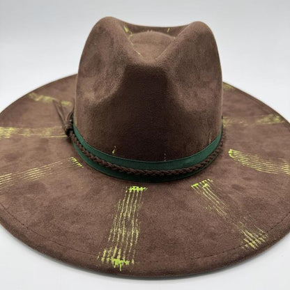 Wide brim fedora with phosphoric green