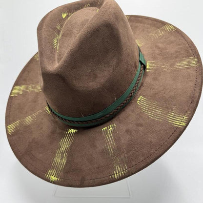 Wide brim fedora with phosphoric green