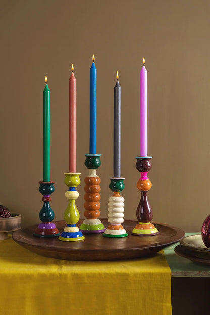 Hand Painted Wooden Carved Candlestick