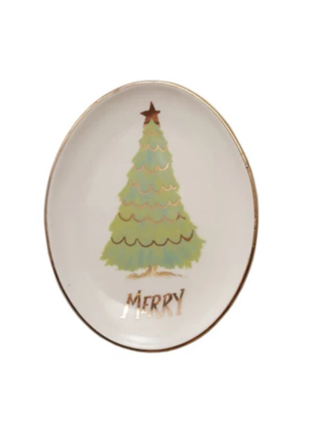 Stoneware Dish with Christmas Tree