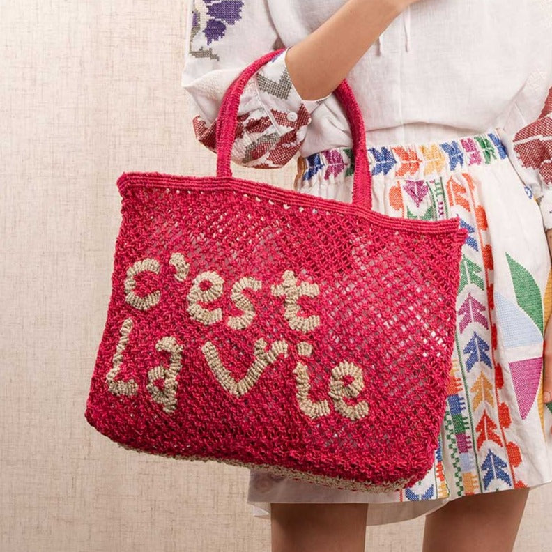 C'est La Vie Jute Bag Hot Pink - Saffron Souk 4 The Jacksons