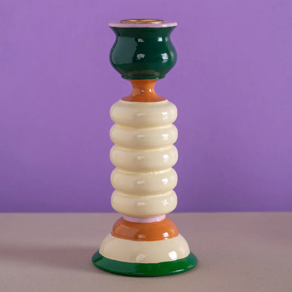 Hand Painted Wooden Carved Candlestick