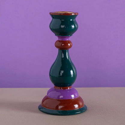 Hand Painted Wooden Carved Candlestick