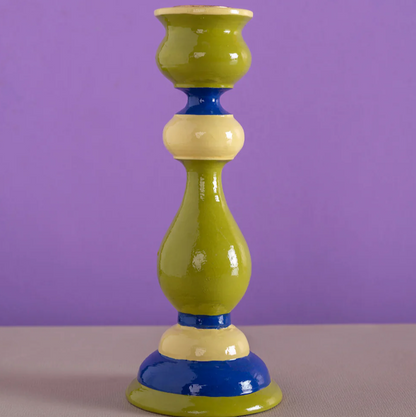 Hand Painted Wooden Carved Candlestick