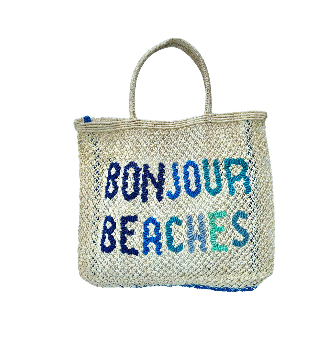 Bonjour Beaches Jute Bag L - Saffron Souk 4 The Jacksons