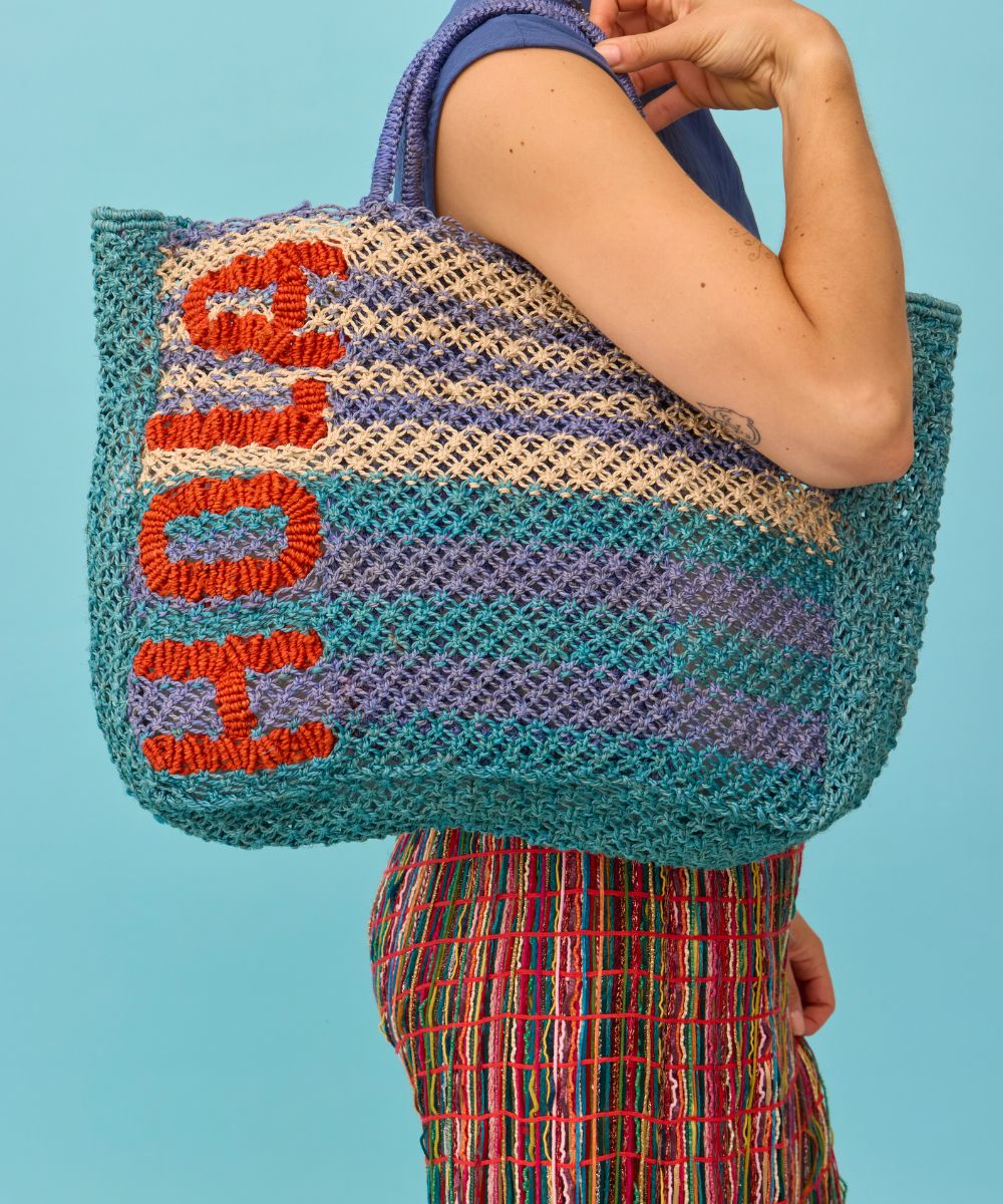 Olive "Hola" Jute Tote Bag