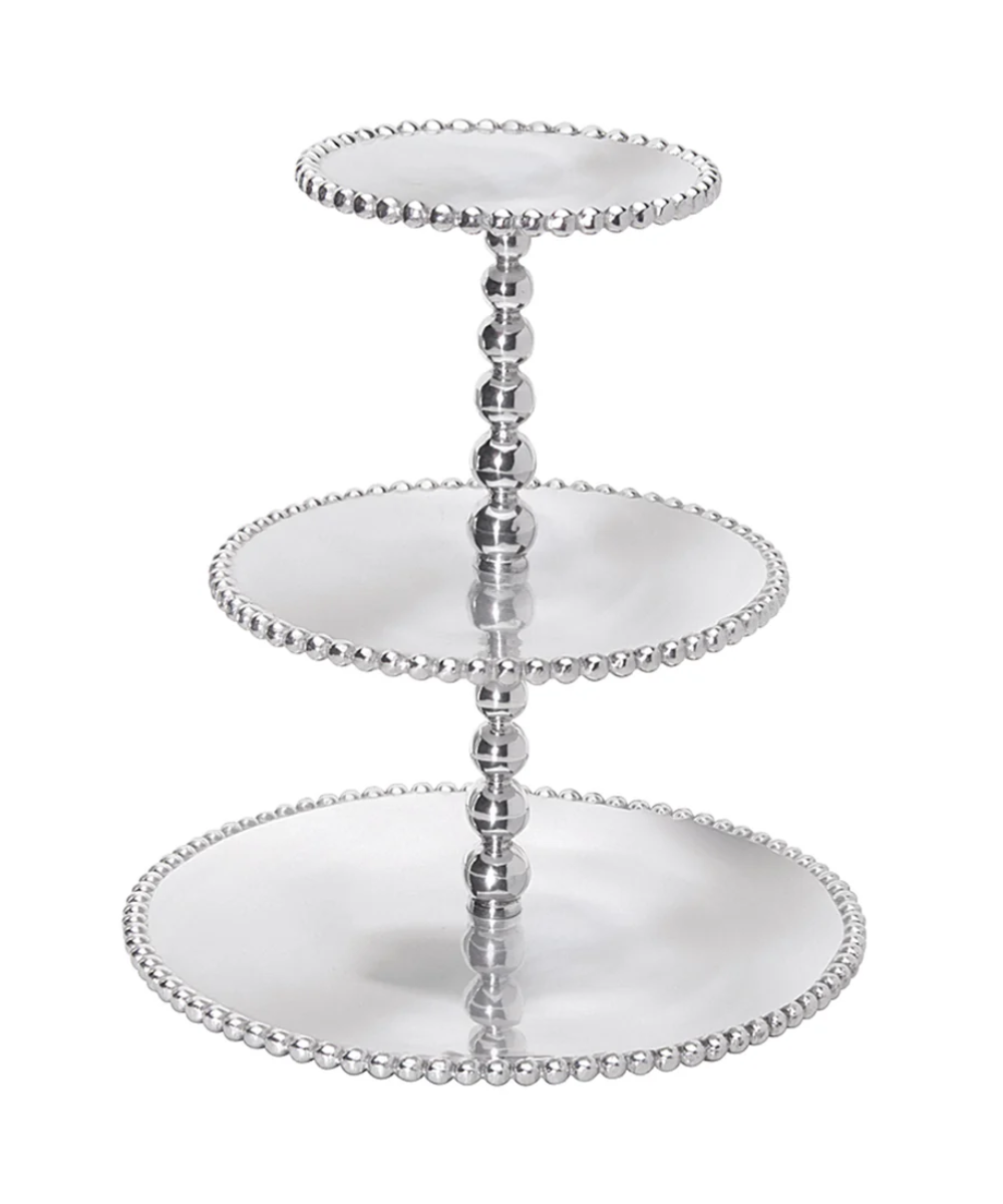 Pearled 3-Tiered Cupcake Server