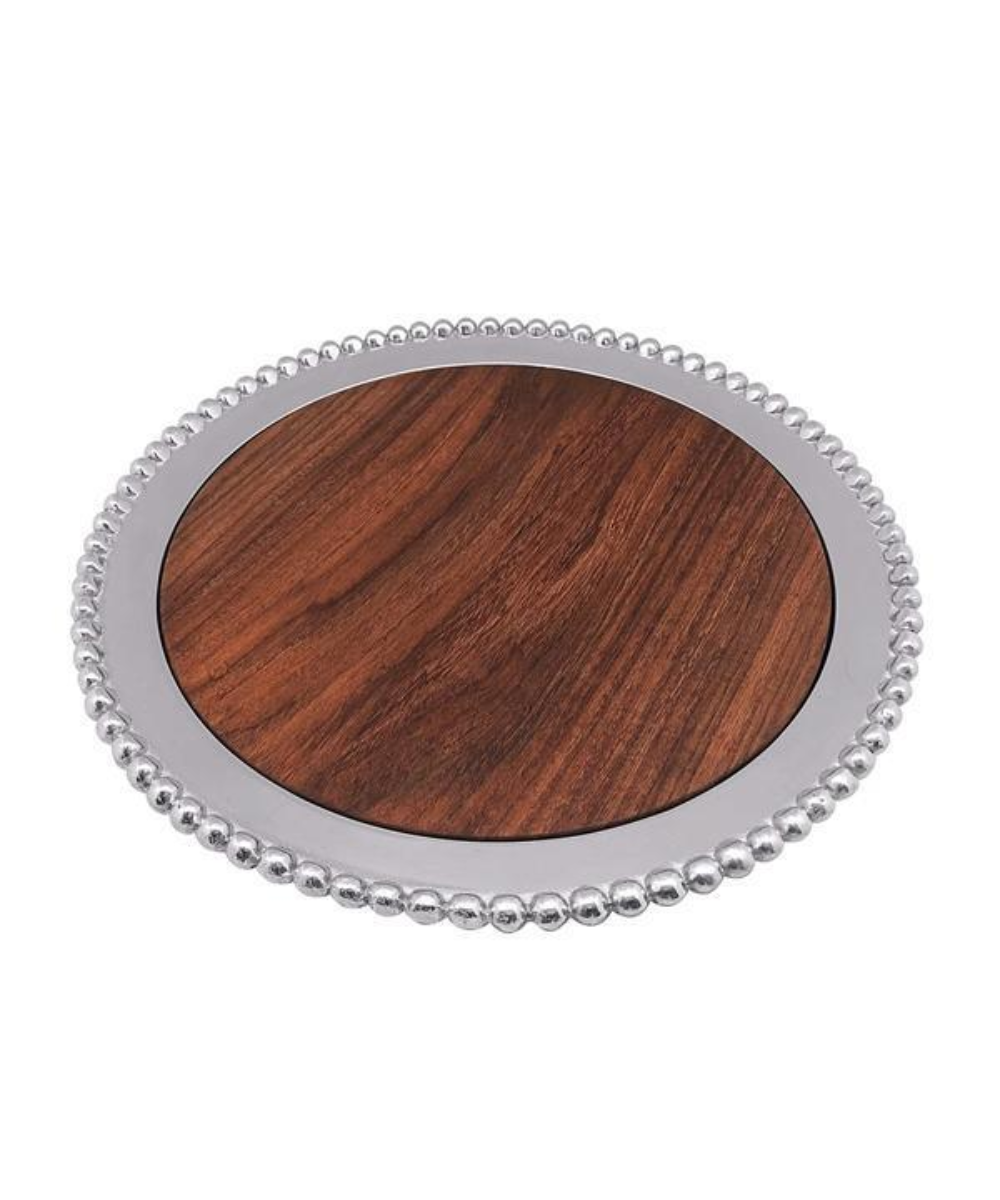 Pearled Round Cheese Board with Dark Wood Insert