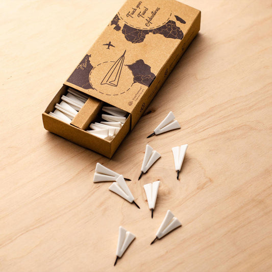 Enjoy The Wood Airplane Push Pins - Perfect Map Markers for Tracking Travels - Ideal for Decorating Wooden World Maps