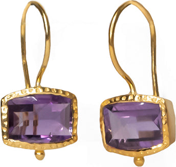 Amethyst Bezel Set Earring Sterling Silver