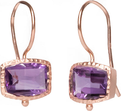 Amethyst Bezel Set Earring Sterling Silver