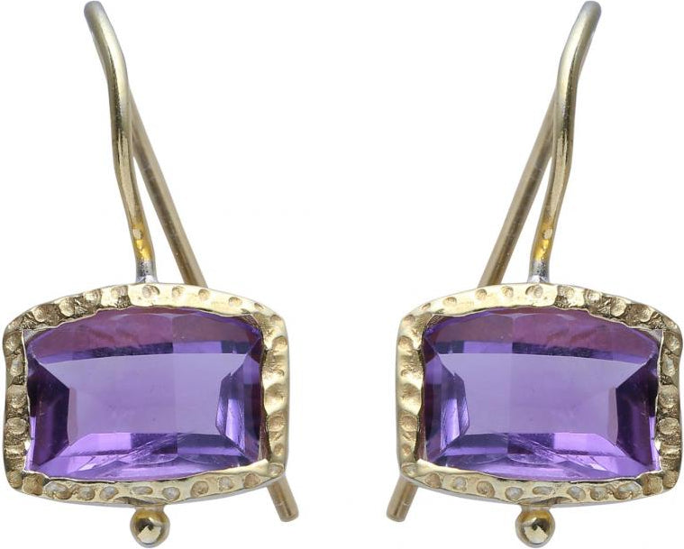 Amethyst Bezel Set Earring Sterling Silver