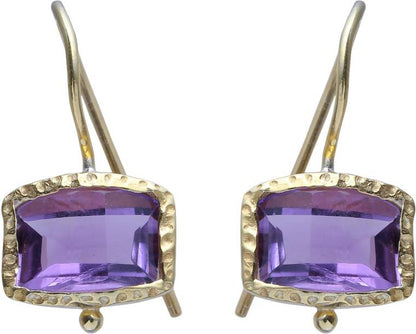 Amethyst Bezel Set Earring Sterling Silver