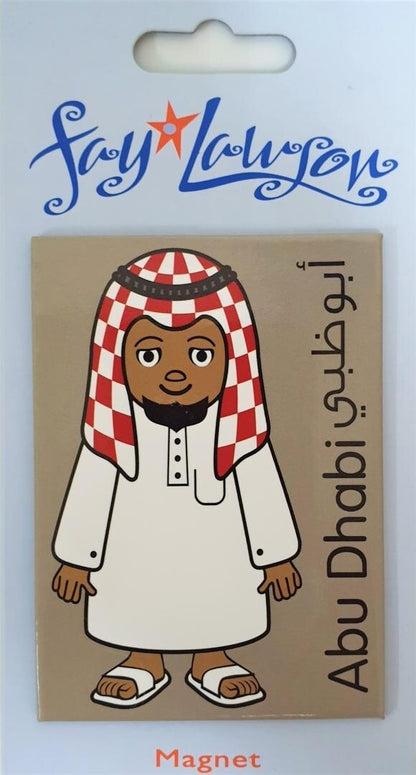 Arab Man, Funky Magnet. Brightly coloured whimsical souvenir and memento of sunny Abu Dhabi, UAE. Size 9cm. 2pcs./pack