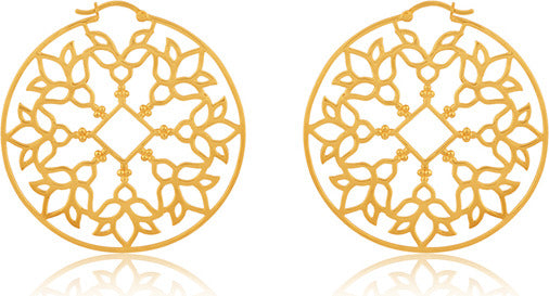 ARABESQUE FILIGREE HOOPS GOLD PLATED STERLING SILVER