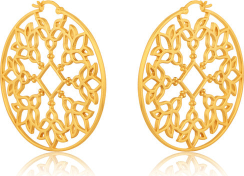 ARABESQUE FILIGREE HOOPS GOLD PLATED STERLING SILVER