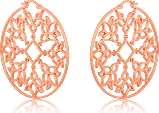 ARABESQUE FILIGREE HOOPS ROSE GOLD PLATED STERLING SILVER