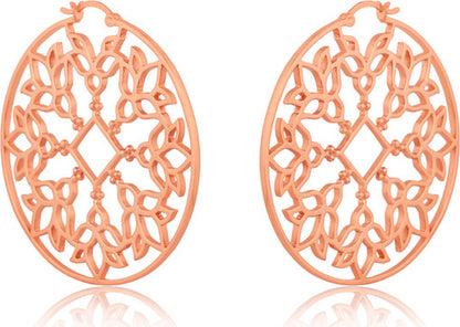 ARABESQUE FILIGREE HOOPS ROSE GOLD PLATED STERLING SILVER