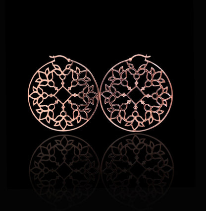 ARABESQUE FILIGREE HOOPS ROSE GOLD PLATED STERLING SILVER