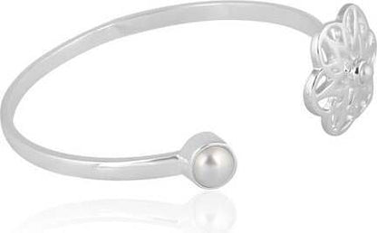 Arabesque Floral Pearl Open-Bracelet Sterling Silver