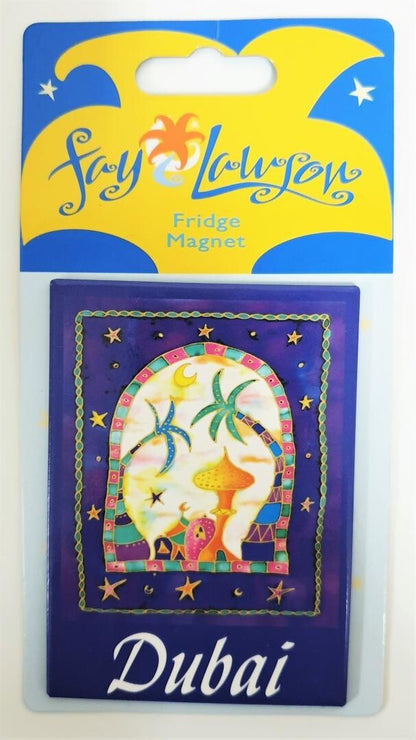 Arabian Archway artistic silk painting design magnet. Memento of sunny Dubai, UAE. Size 9cm. 2pcs./pack