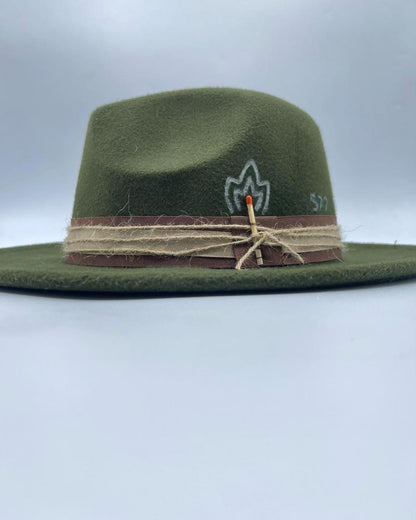 Army green fedora