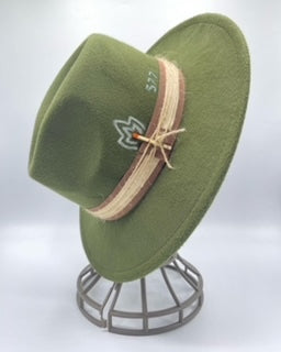 Army green fedora