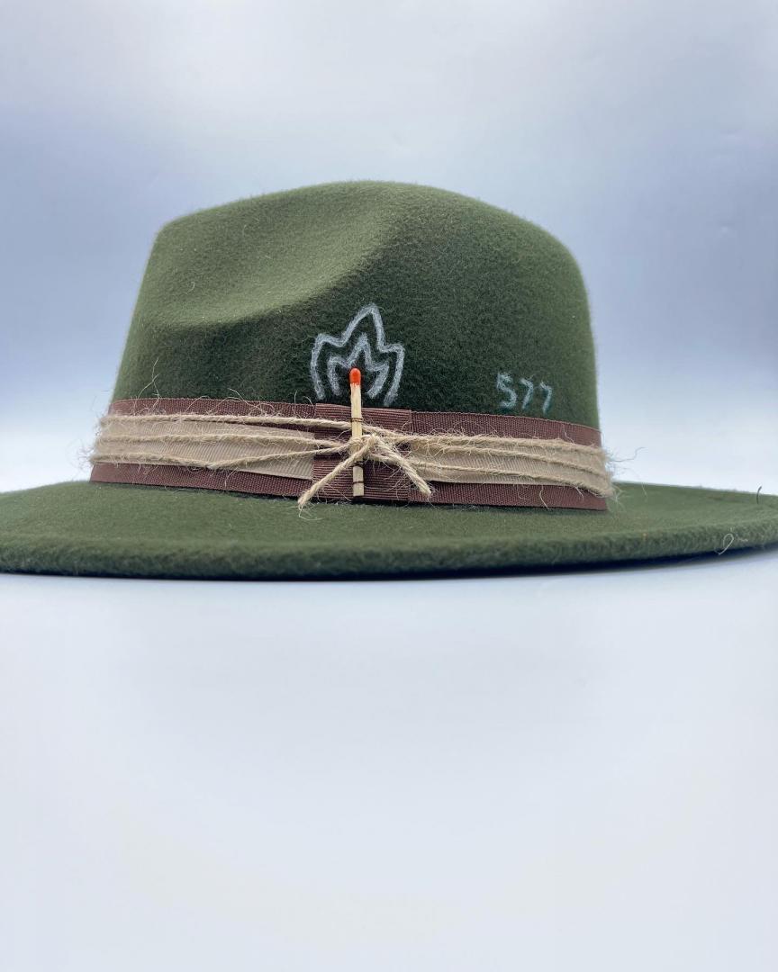 Army green fedora