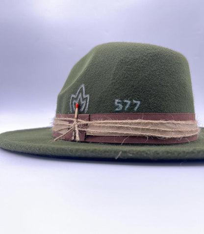 Army green fedora